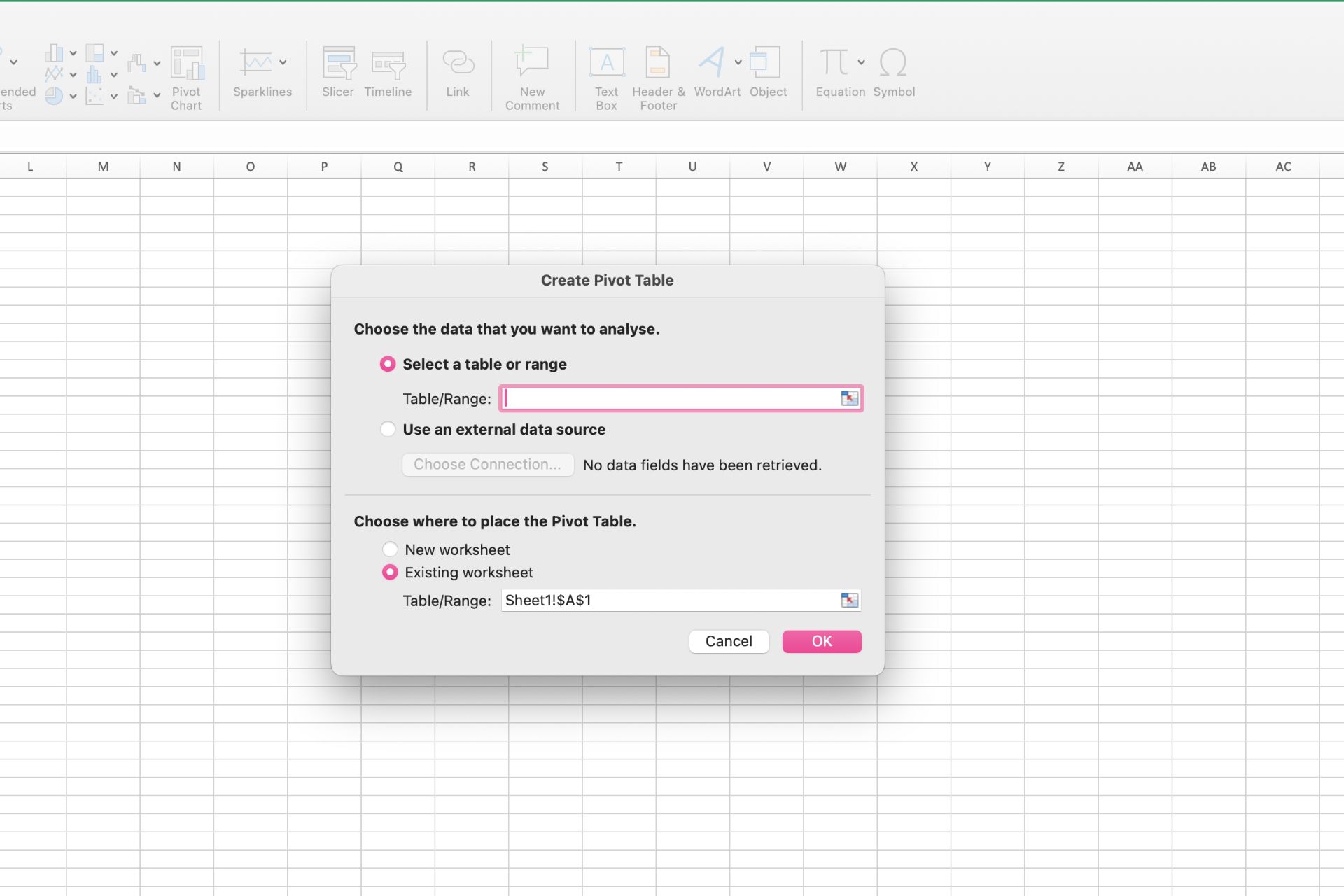 pivot table excel